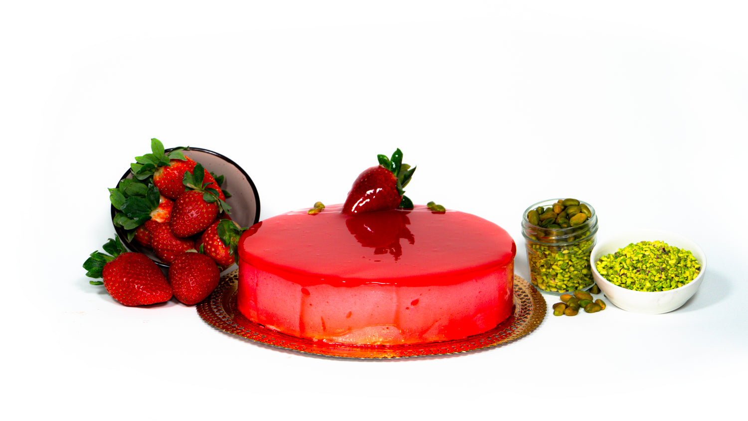 Tarta de Mousse de Fresa y Cremoso de Pistacho